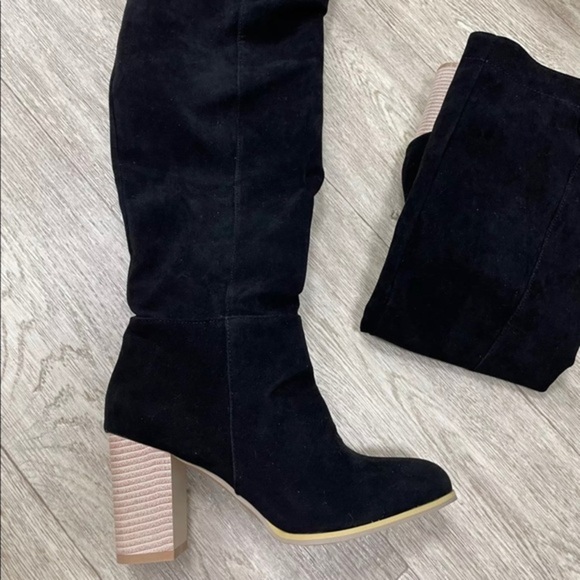 SYDNEY SLOUCH KNEE HIGH BLACK BOOTS - Picture 4 of 6